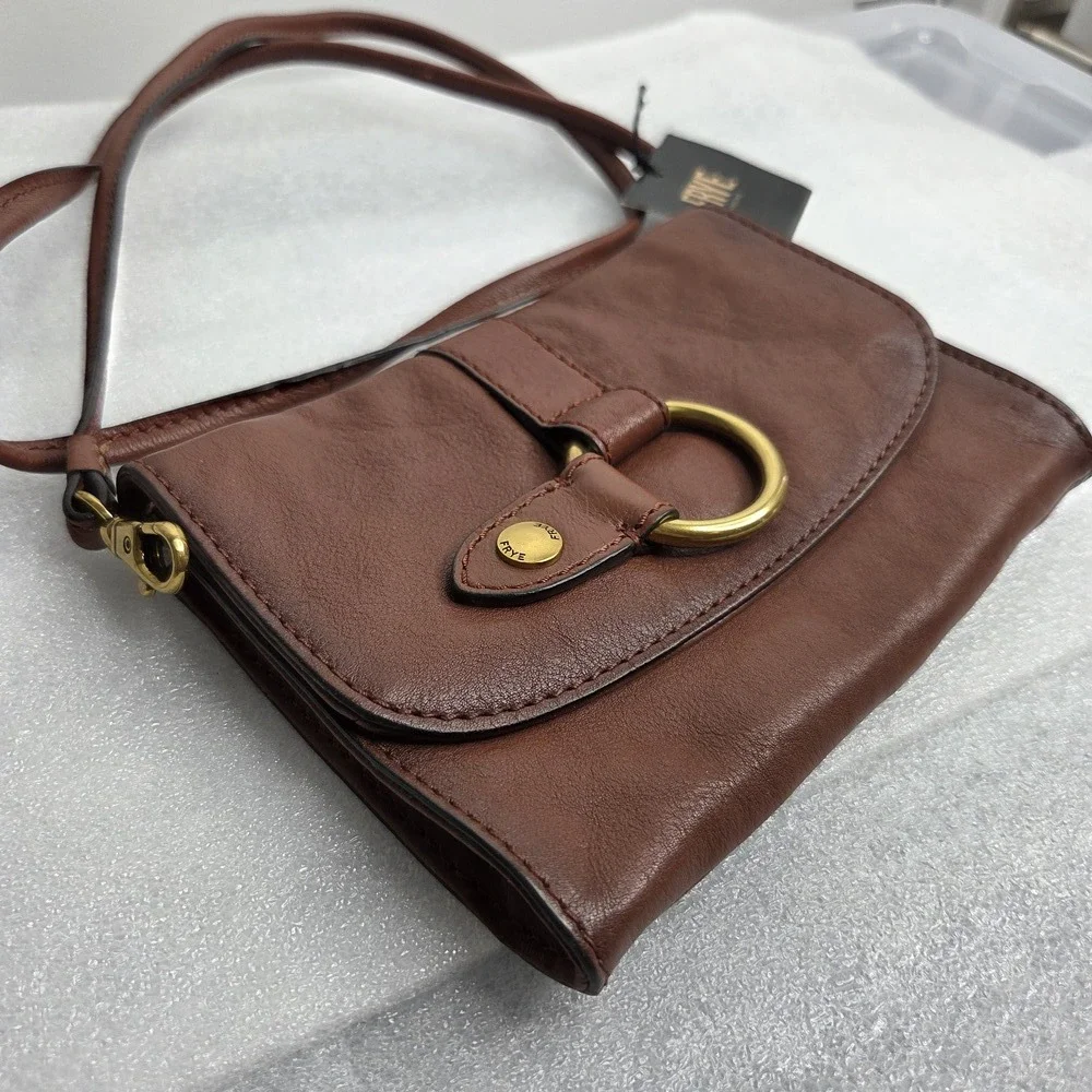 Frye Ring Crossbody Wallet Bag Cognac Brown Leather NWT - MSRP $198 - Picture 3 of 13